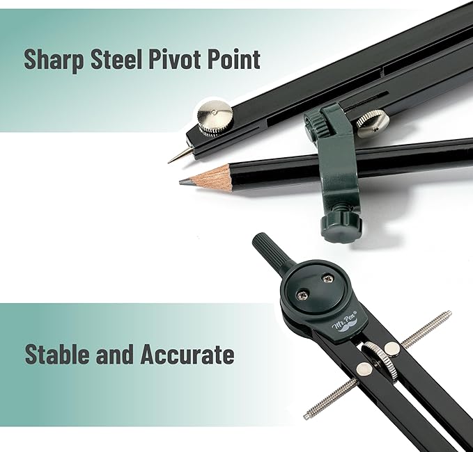 Mr. Pen- Compass for Geometry, Black, Compass with Pencil, Drawing Compass Drawing Tool, Math Compass, Drafting Tools, Drawing Tools, Geometry Compass, Circle Drawing Tool, Geometry Set