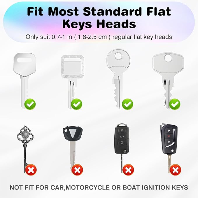 36 Pack Key Color Caps Covers Tags, Soft Rubber Key Identifiers, Plastic Key Toppers for Standard Flat Organization House Key (Not Suitable for Odd-Shaped Keys), 9 Colors, 2 Styles