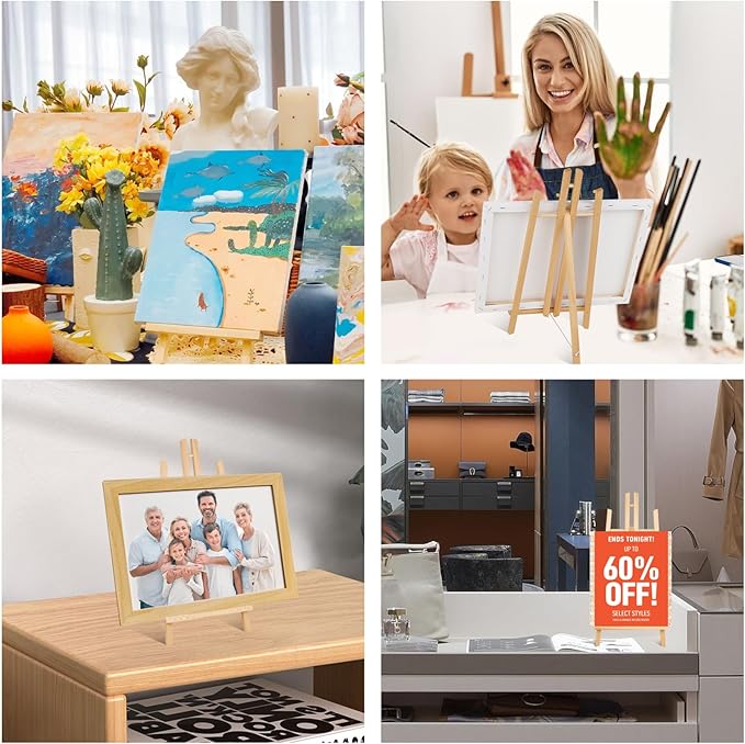 ESRICH 12Pack16in Tabletop Easel,Tabletop Easel for Painting Party, Wooden Tabletop Display Easels,Painting Easel for Displaying Canvases, Photos, Display Tripod Holder Stand for Students Kids