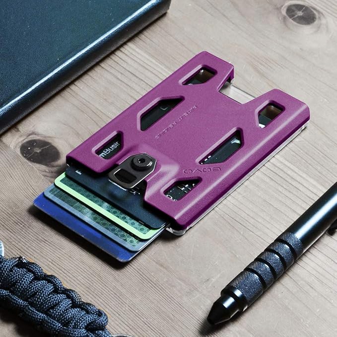 GOVO T4 Badge Holder No-Clip Version - Durable ID Card Holder Holds 1 to 4 Cards (Purple)