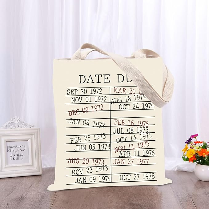 Library Book Date Due Book Sleeve Gift Book Bag Gift for Book Lover Librarian Gift Bookish Gift (Date Due Tote Bag)
