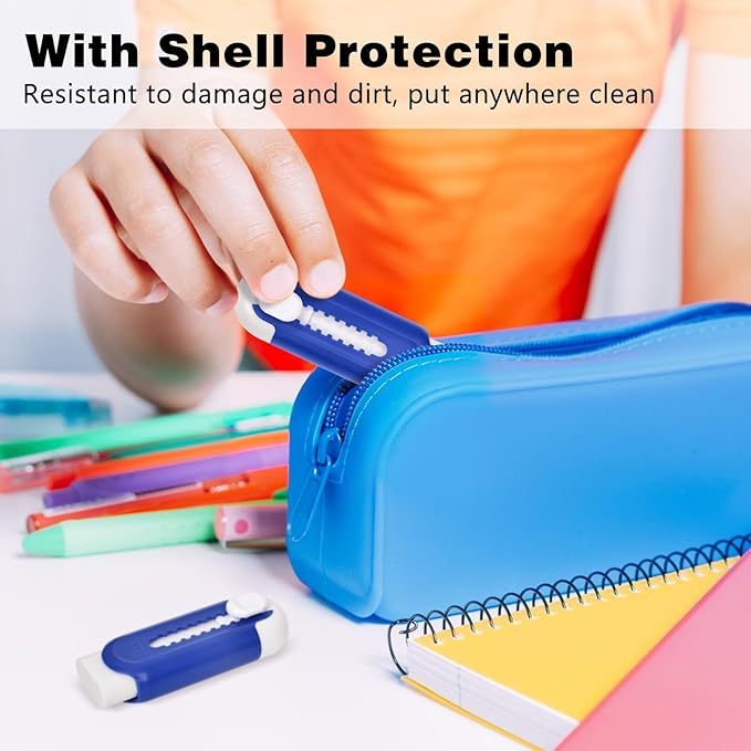 Pencil Erasers, Retractable Erasers for Pencils - Blue White, Pack of 5