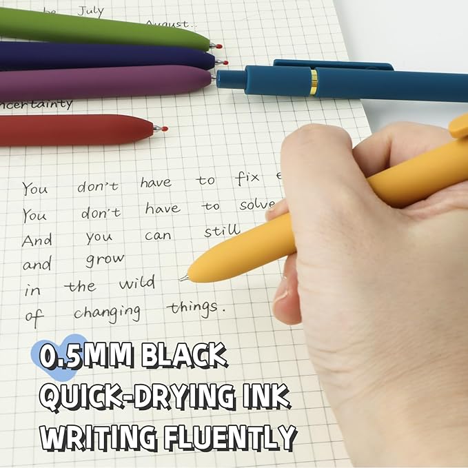 UIXJODO 6 Pcs Gel Pens 0.5mm Quick Dry Black Ink Pens Fine Point Smooth Writing Pens, Cute Office and School Supplies Gifts for Women Teacher Students (6 Pcs Vintage Gold)
