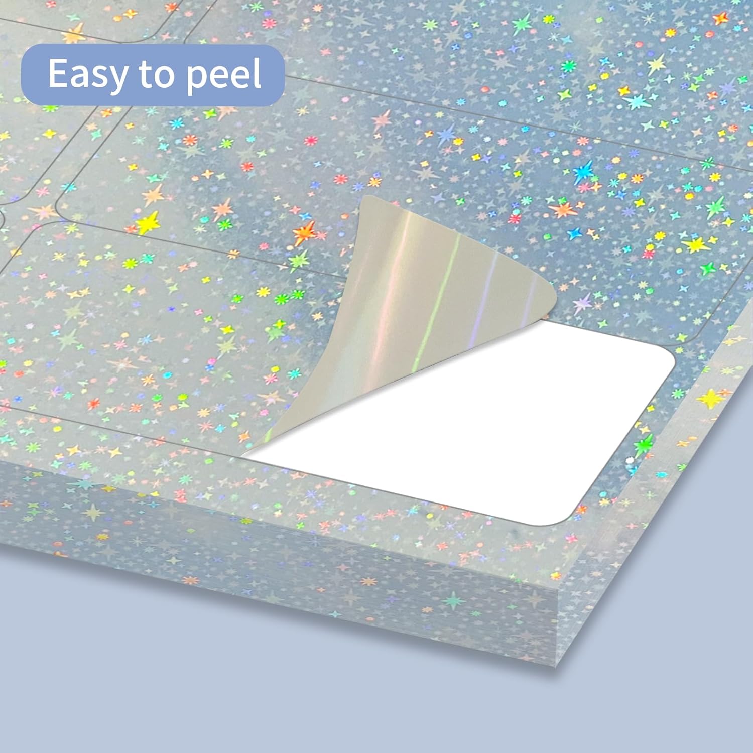 STARLIBOO Shipping Labels Stickers, 2"×4" Printable Holographic Mailing Labels for Laser/Inkjet Printing- Matte, Permanent Adhesive Sticker (Holographic Star)