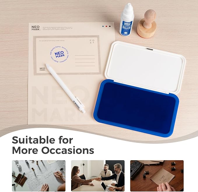 Large Stamp Pad - 3.50"x 6.25", Magnetic Lid, Premium Quality Felt Stamp Pad (Blue)