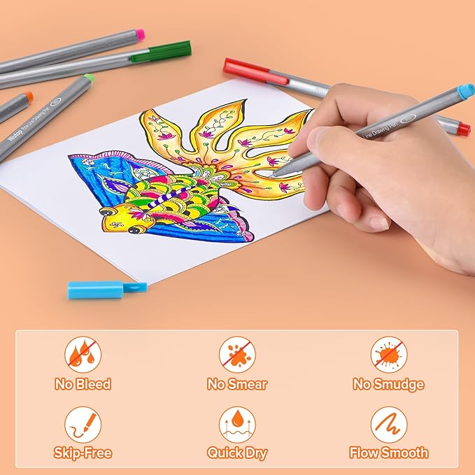 Niutop Easter Basket Stuffers Gifts for Teens Adults,Cute Colored Pens, 10-Color Aesthetic Drawing Pens Fine Tip Markers Journaling Pen Set, Fun Stationary, Scrapbook School Supplies