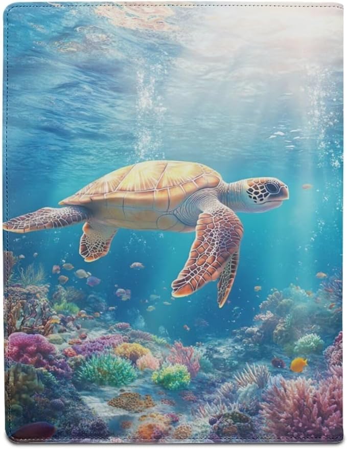 Cozeyat Padfolio Clipboard Folder Portfolio Ocean Sea Turtle PU Leather Clipboard with Cover for Legal Pad Holder Letter Size Writing Pad for Business School Office Conference Notepad Clip Boards