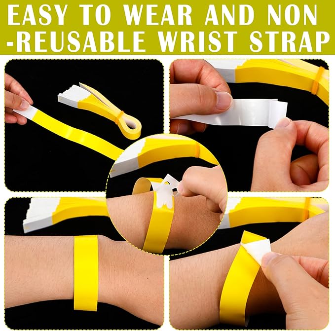 600 Packs Paper Wristbands for Events Neon Party Wristbands Colored Waterproof Paper Club Arm Bands Lightweight Identification for Concert Bar Entrance Admission(Yellow)