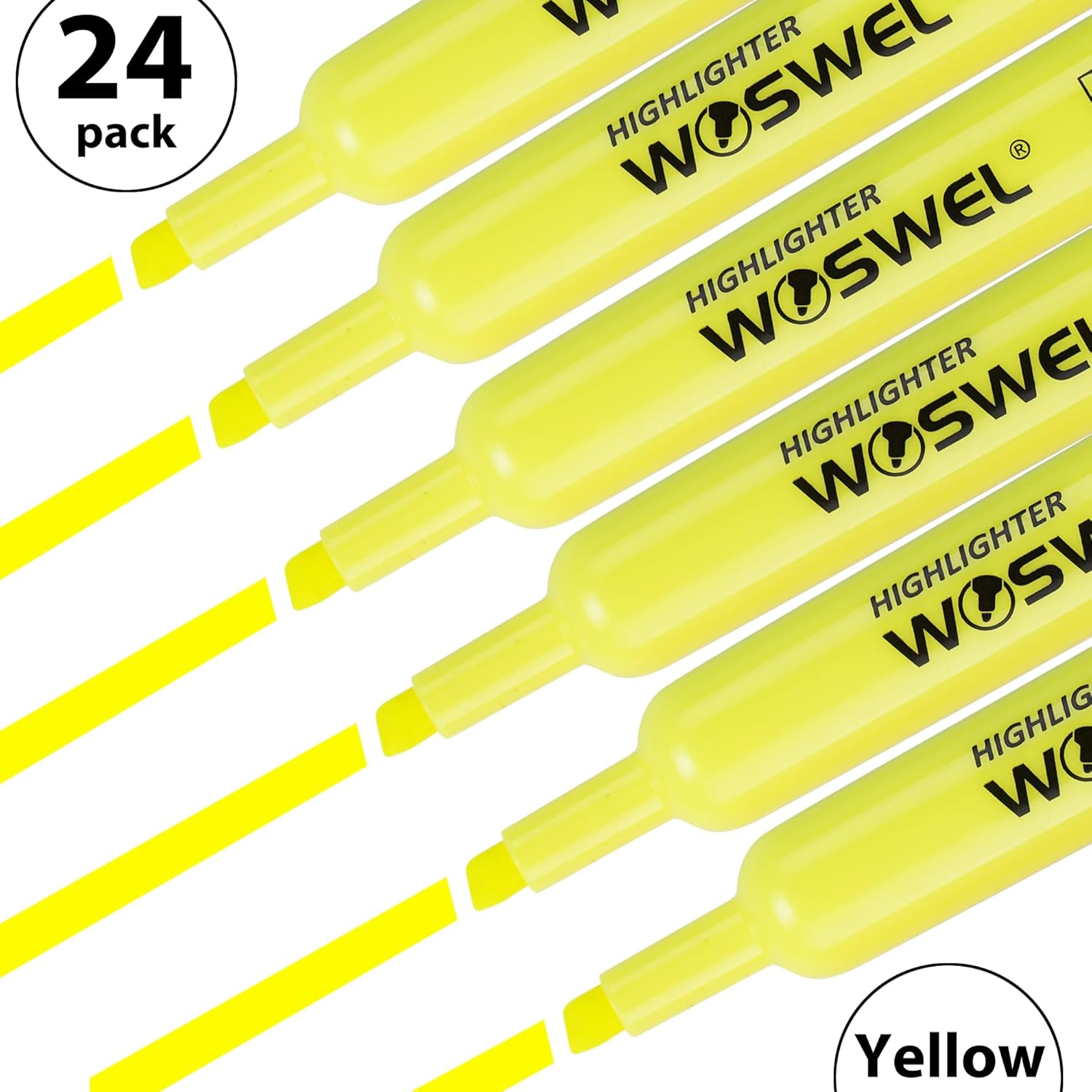 Highlighters Bulk, 24 Pack Tank Style Highlighters Set, Fluorescent Yellow, Chisel Tip Highlighter Markers Bulk for Kid and Adult Coloring, Highlighting as School Supplies