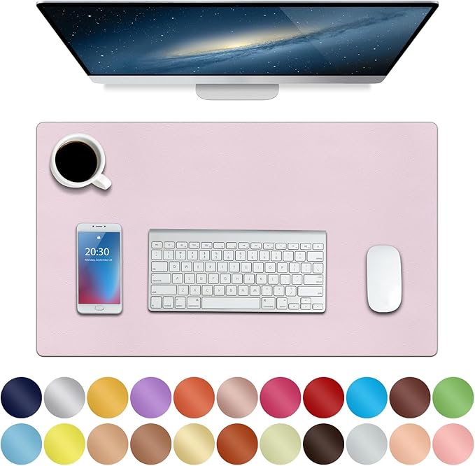 ‎Boutilon Leather Mouse Pad,Extended Desk Pad for Keyboard and Mouse Non-Slip Study Desk Writing Pad Desktop Protector for Home Office Accessories,24"x 14"(S-Light Pink)