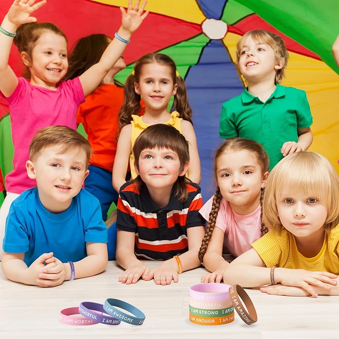 100 Pieces Students Inspirational Silicone Wristbands Motivational Quotes Rubber Bracelets for Kids Students Back to School Gifts （Bright Colors） Office Products