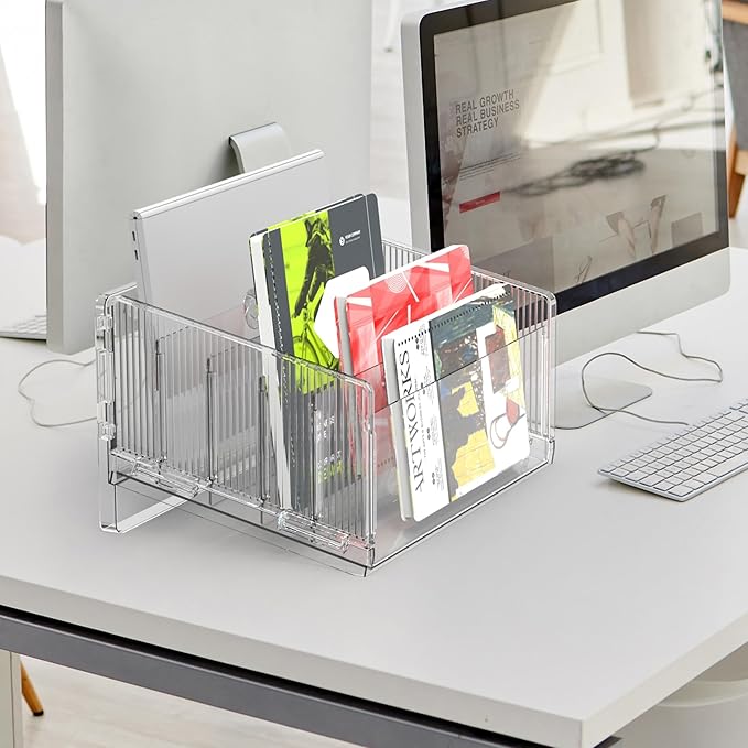 File Sorter Organizer, 5 Sections Acrylic Letter Tray for Desk, Mail Organizer Letter Holder for Envelopes, Mail, Electronics(1 PCS)