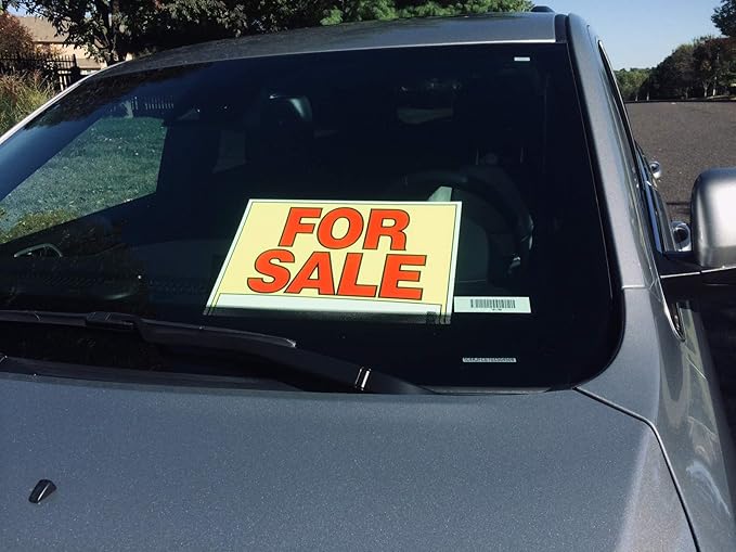 Sunburst Systems For Sale Sign for Cars, Trucks, Garage Sales, Business Sales 11H x 14W, Red-Yellow-Black (Pack of 2)