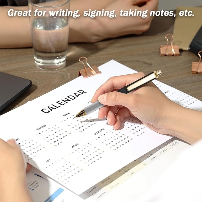 MiSiBao Black Ballpoint Pens 1.0mm Pens Retractable Ball Point Pens Smooth Writing (Plastic pen clip, 12-pack)