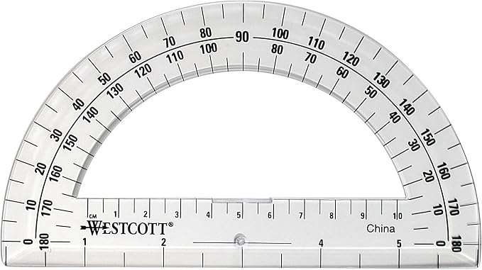 Westcott 6-Inch Plastic 180 Degree Protractor, Clear
