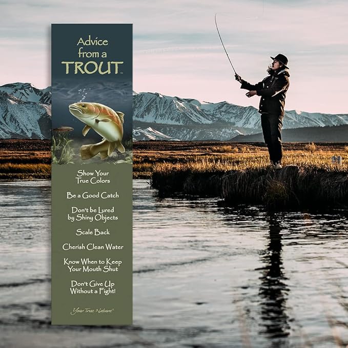 Advice from Nature 3 Bookmark Manly Set, Laminated with Glossy Finish, Printed on Recycled Paper - Campfire, Trout, River (AMBM-MAN)