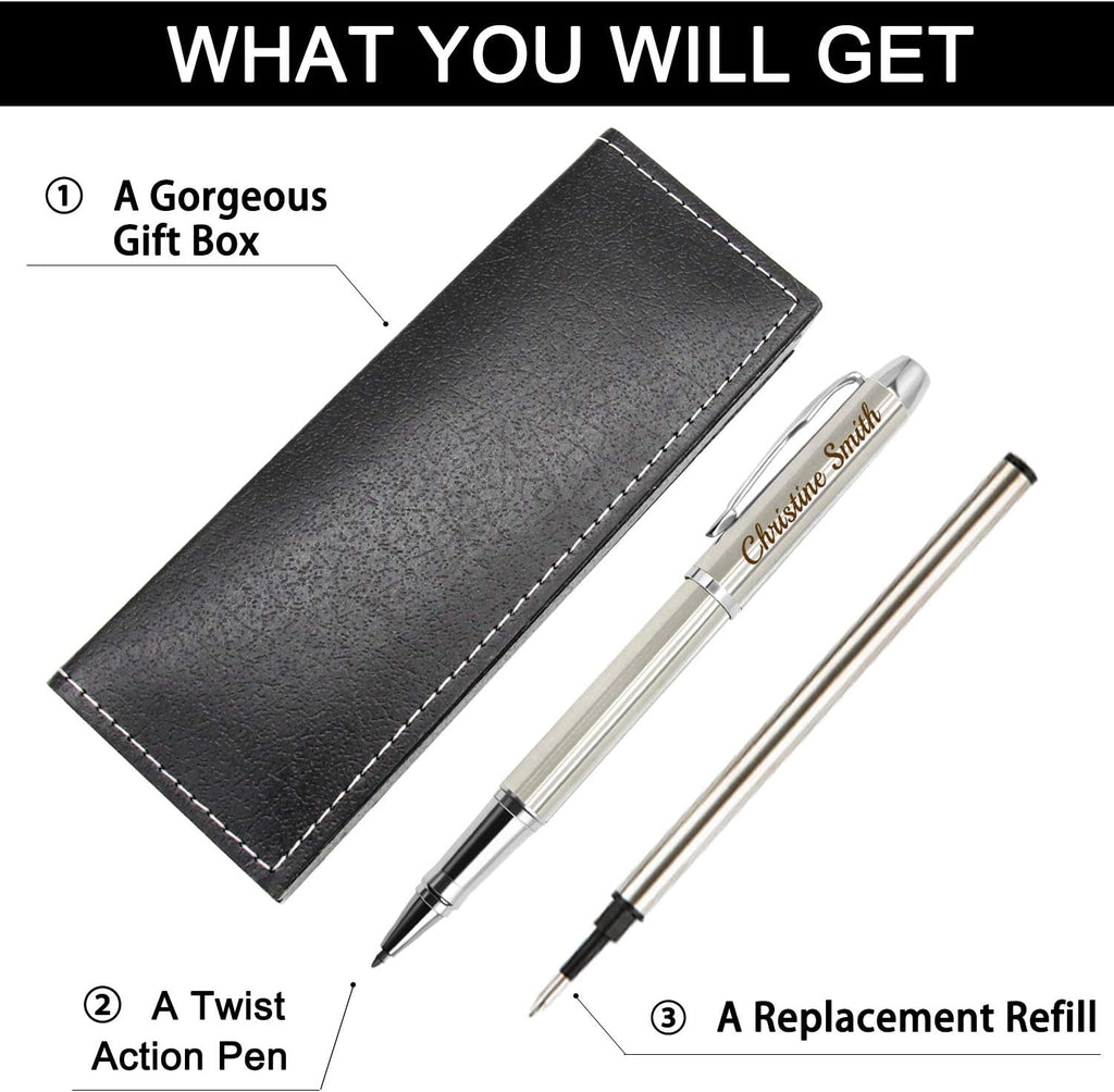 Amlion Personalized Pens Custom Engraved Pen with Name, Refillable Medium Refill, Personalized Gifts for Men Women