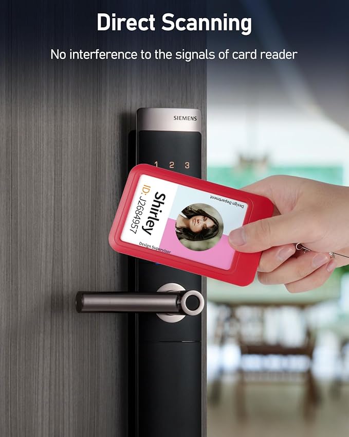 Uniclife 3 Pack Sliding ID Badge Holder Vertical Hard Plastic Case with Clear Window Red Card Protector Pouch for Office School ID Credit Cards Proximity Key Cards Driver’s Licenses and Passes