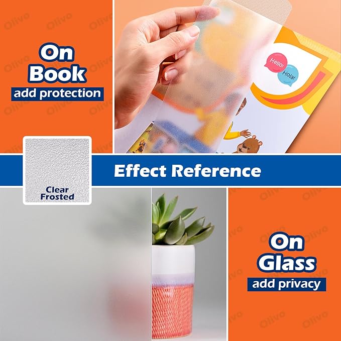 Frosted Clear Contact Paper Roll for Books Crafts, 17.5in x 10ft Sticky Adhesive Clear Plastic Cover Protector Film Liner