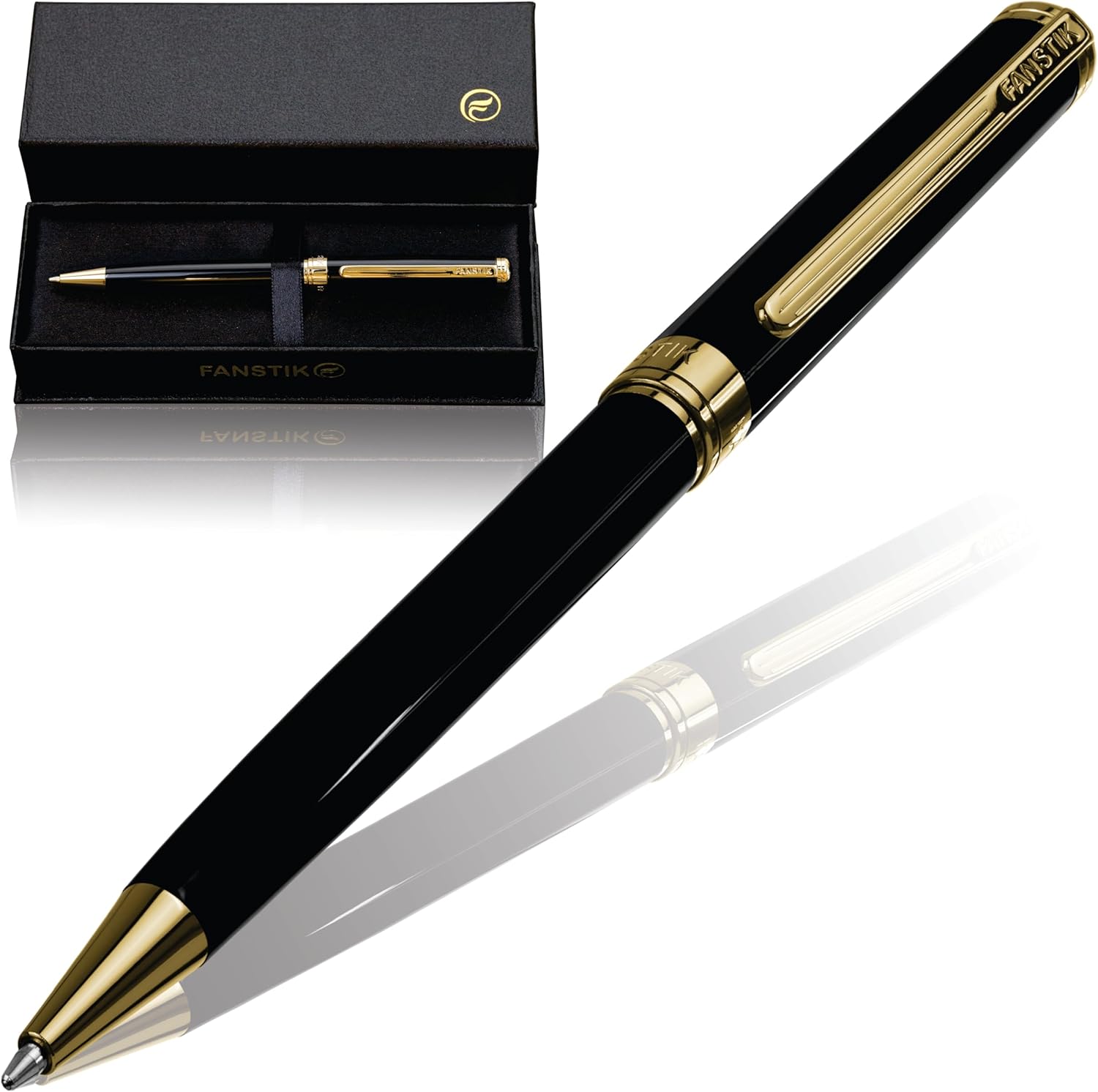 Black & Gold Luxury ballpoint Pen (Made In USA) fancy gift set for women, Real 24K Gold Plating, Professional executive pen gift set for men (Lux BallPoint Black-Gold)