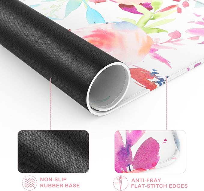 eulps Mouse Pad with Stitched Edge, Multiple Patterns Computer Mouse Pads with Non-Slip Rubber Base, Washable Cloth Mousepad, for Gaming, Laptop, PC (Pastel Bloom)