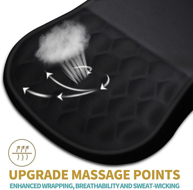 Hokafenle Ergonomic Mouse Pad Wrist Support with Massage Design, Wrist Rest Pain Relief Mousepad with Memory Foam&Non-Slip PU Base, Mouse Pads for Wireless Mouse & Desk (12x8 inch,Black)