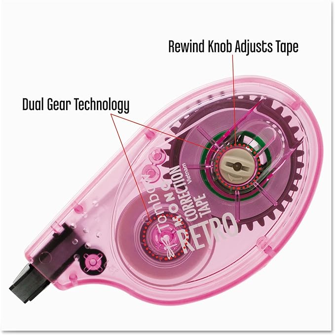 Tombow 68723 MONO Original Correction Tape, Asst RetroColor Applicators, 1/6-Inch x 394-Inch, 10/Pack