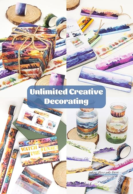 Washi Tape Set 32 Rolls, Four Seasons Forest Natural Washi Tapes for Journaling, Planner, Trees Masking Decorative Tape for Scrapbook Supplies, Junk Journal Supplie (Spring, Summer, Fall, Winter)