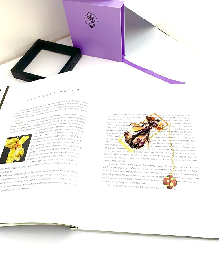 Genshin Impact Zhongli Brass Bookmarks with 3D Display Box for Women Men Sisters Friends - Birthday Gifts for Book Lovers - Zllada