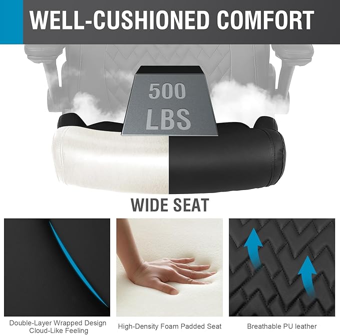 Flysky Executive Ergonomic Office Chair - Big and Tall Office Chair for Heavy People, PU Leather Computer Desk Chair with Flip-up Armrest, Comfortable Wide High Back PC Work Chair