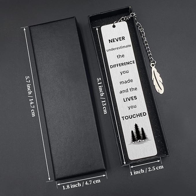 never underestimate the difference you made Inspirational Engraved Bookmark Thank You Reading Bookmark Clip for Women Men Friends Coworker Boss Book Lovers Graduation Christmas Birthday Gifts