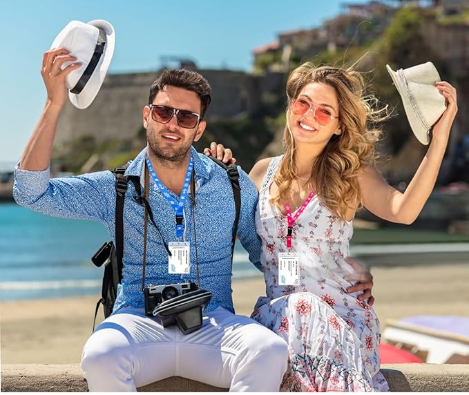 Cruise Lanyards, 4 Pack Waterproof Lanyards with ID Badge Reel Holder, Detachable Buckle for Ship Key Cards, Cruise Ship Essentials