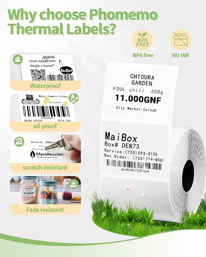 M110 Thermal Labels,Compatible with Phomemo M110/M221/M220/M120/M200/M110S,1.57"x1.18"(40mm*30mm),Multi-Purpose Thermal Sticker for Business/Mailing/Barcode/Home,230Labels/roll,Blue/Pink/Khaki
