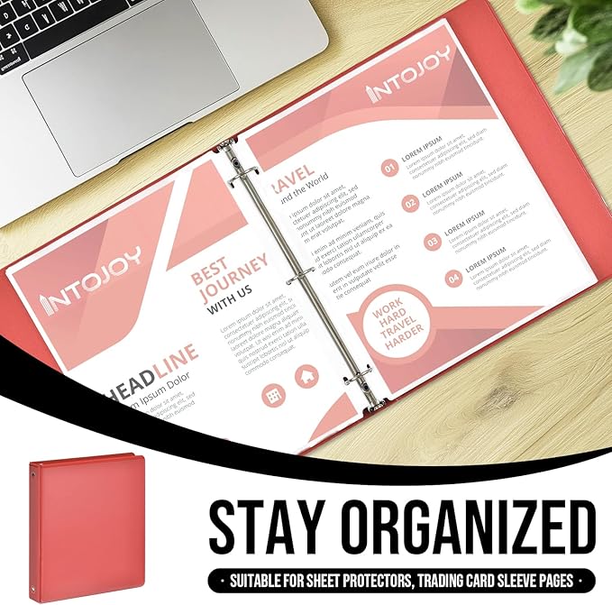 3 Ring Binder 1 Inch, IntoJoy 6 Pack Clear View 3 Hole Binder PVC-Free Fits 8.5x11 Inch Paper Flexible Round Ring Binders for School Office Home Binder Supplies (Orange)