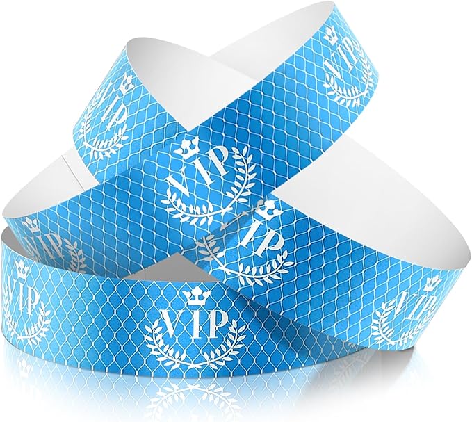 Jadive 500 Pieces Paper Wristbands VIP Plastic Waterproof Party Identification Wristbands Party Bracelets for Events Amusement Parks, Club, Concerts, Fairs, Festivals and Events(Blue)
