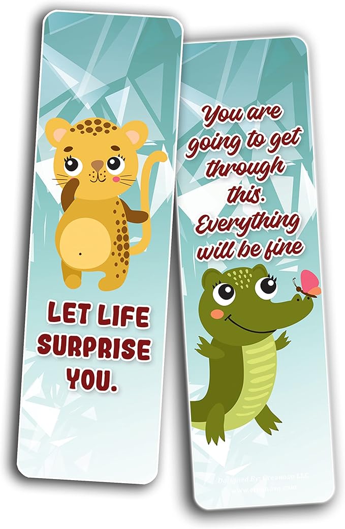 Creanoso Cute Critter Quotes Bookmarks (5-Sets X 6 Cards) – Daily Inspirational Card Set – Interesting Book Page Clippers – Great Gifts for Adults and Professionals