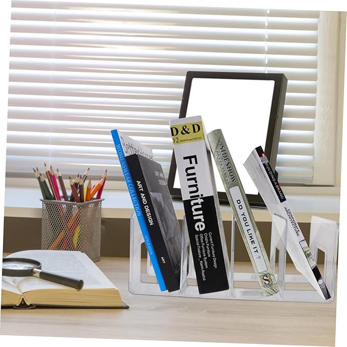 Ciieeo Wallet Acrylic Books Wallet Holder Desk Book Ends Book Holders for Shelves Book Stand Manager Shelf Partition Plate Decorate Bookend Storage Bag Desktop Delicate bookend