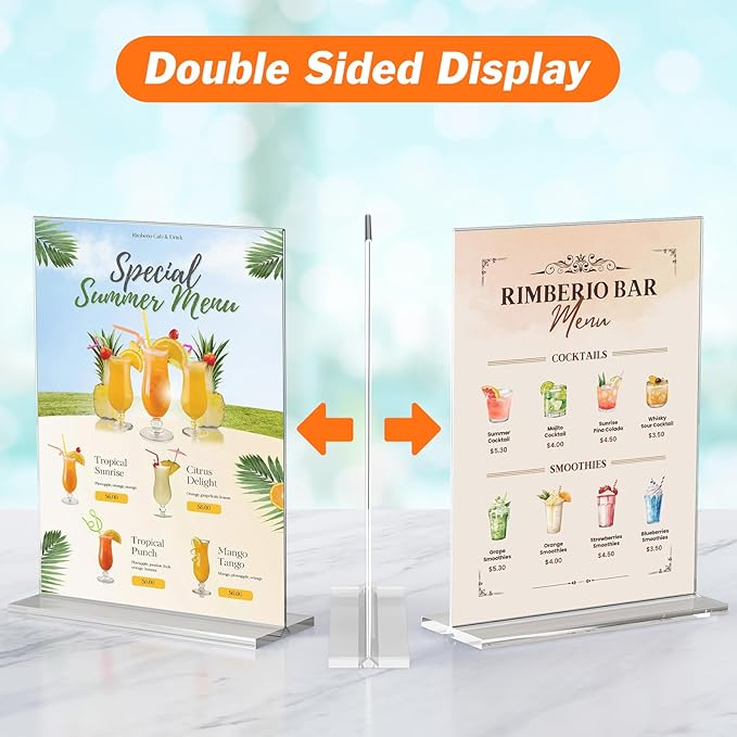 3 Pack Acrylic Sign Holder 8.5 x 11 Inches, Clear Menu Holder Stand, Vertical Flyer Display Stand, Table Paper Holder, Desk Brochure Holder, Plastic Sign Display Stand for Restaurants, Office, Store