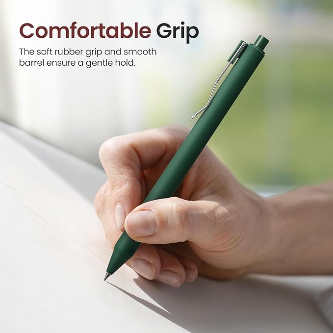 Taja Gel Pens, 6pcs 0.5mm Fine Point Smooth Writing Pens, Quick Dry Black Ink, Unisex, Adult, Vintage Style, Perfect for Writing, Note Taking, Everyday Use