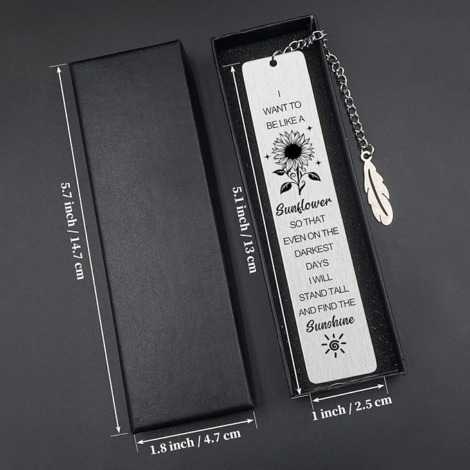 Sunflower Gifts for Women,Inspirational Bookmarks with Chain,Book Markers for Reading,Back to School Coming of Age Gifts,Graduation Gifts,Kids Teen Girls Him Her Christmas Stocking Stuffers