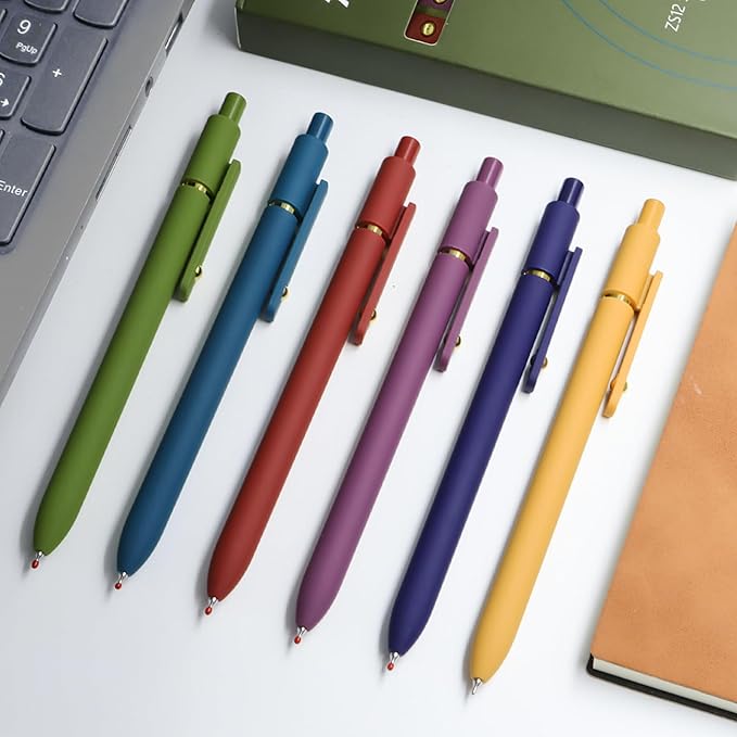 UIXJODO 6 Pcs Gel Pens 0.5mm Quick Dry Black Ink Pens Fine Point Smooth Writing Pens, Cute Office and School Supplies Gifts for Women Teacher Students (6 Pcs Vintage Gold)