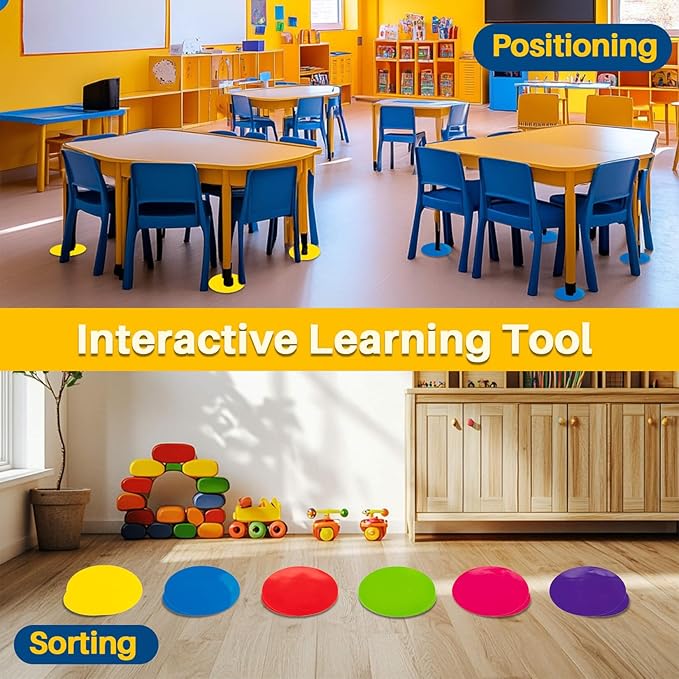 Sukh 36 PCS Table Spots - Carpet Dots for Classroom 6 Inch Dry Circles Stickers Spots Erase Multicolor Round Stickers Carpet Spots for Table Desk Floor Decor Classroom Teacher School Supplies