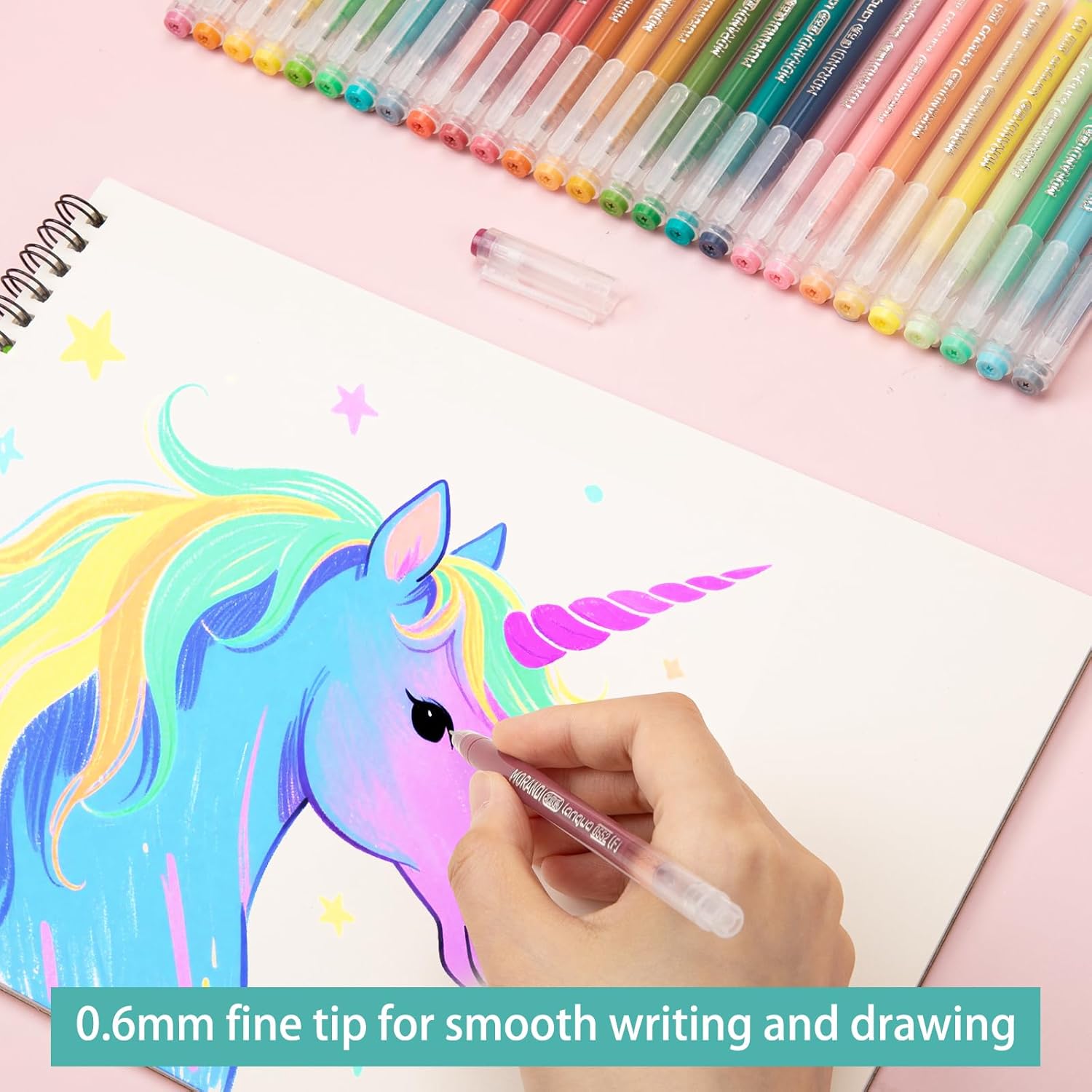 Gel Pens For Coloring, 36 Pack Colored Pens for Black Paper & White Paper, 0.6MM Fine Point Pen for Coloring, Writing, Drawing, Journaling, Note Taking, School, Office, Home