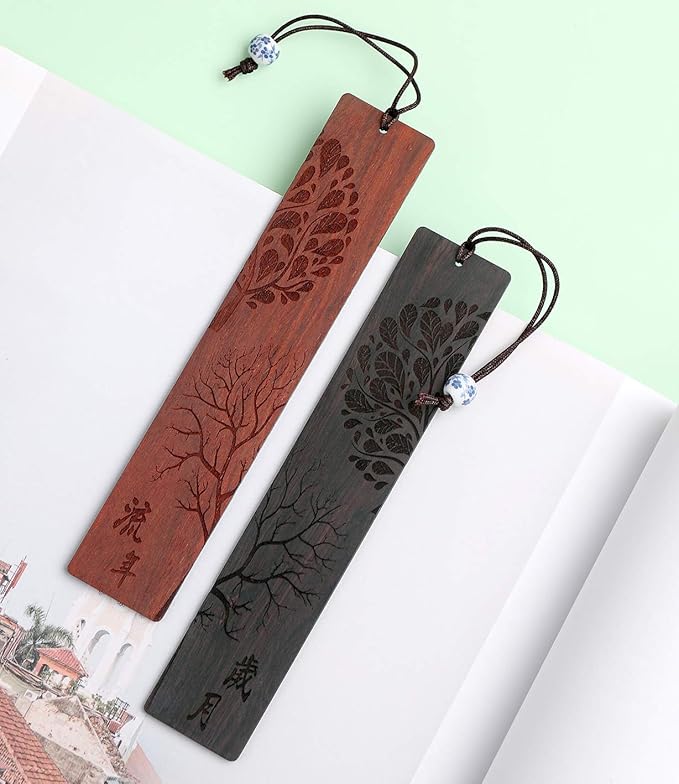Wooden Bookmark Engraved Book Mark Vintage Style Best Unique Gifts Set for Book Lovers,Women,Men,Teacher,Birthday Present