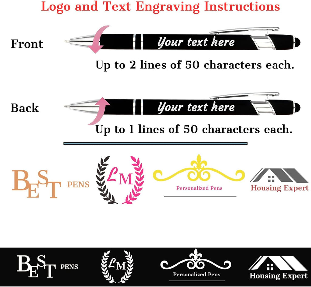 Personalized Pens with Name Logo or Message, Up to 1200 pcs Bulk Custom Metal Ballpoint Pen with Black Ink Customized Gift for Business, Graduation and Promotions (Red)