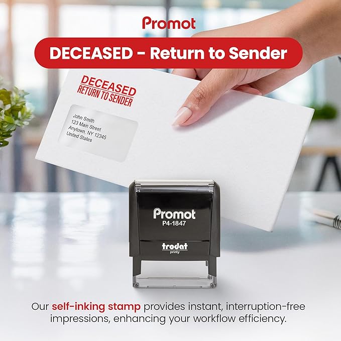 Promot Deceased - Return to Sender Self Inking Rubber Stamp