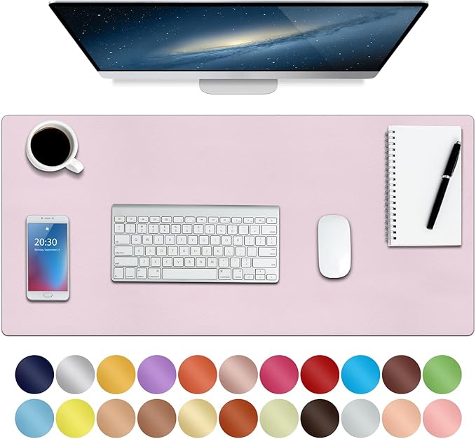 ‎Boutilon Leather Mouse Pad,Extended Desk Pad for Keyboard and Mouse Non-Slip Study Desk Writing Pad Desktop Protector for Home Office Accessories,30"x 14"(M-Light Pink)