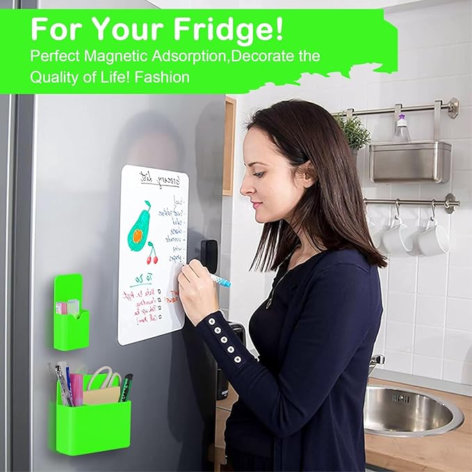 Magnetic Pen Holder,2 Pack Magnetic Dry Erase Marker Holder with Generous Compartments,Strong Magnet Storage Marker Pen Pencil Organizer for Refrigerator,Whiteboard,Locker Accessories