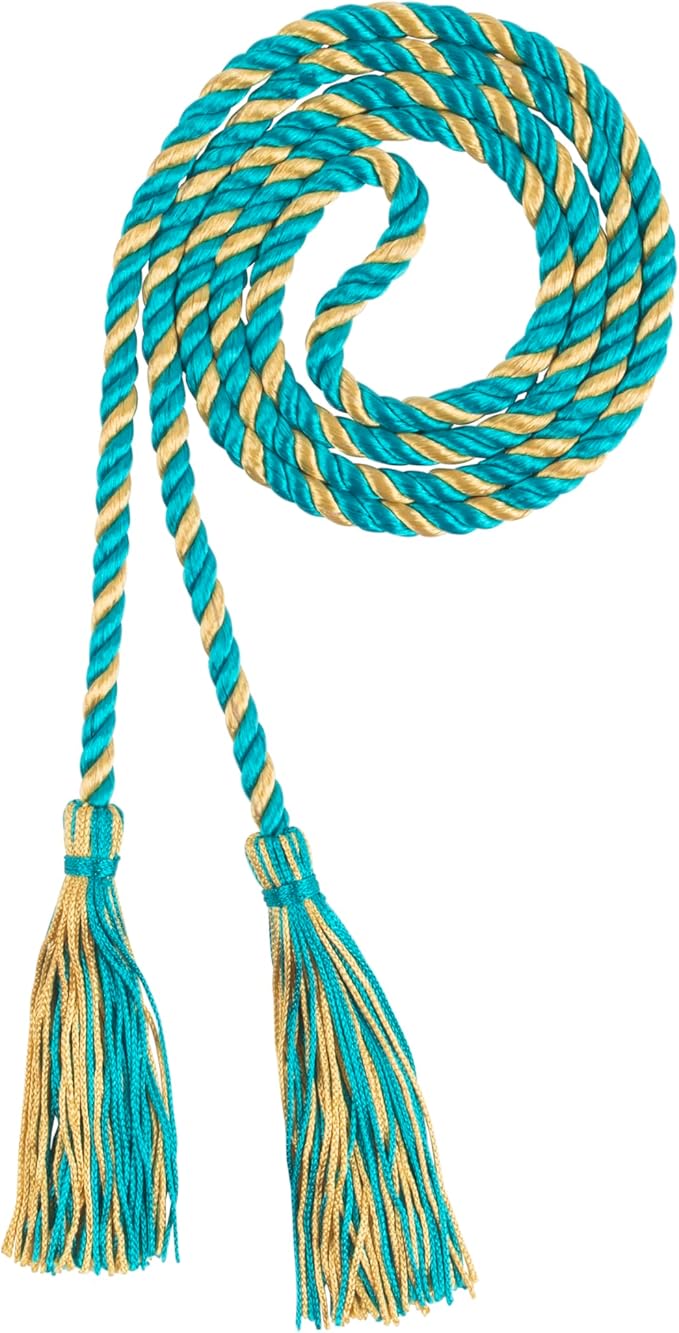 Tassel Depot Graduation Honor Cord - Teal/ROMANGOLD - Every School Color Available - Made in USA