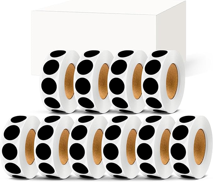 PARLAIM 10 Rolls 3/4" Dot Stickers, 10000 Pack Round Color-Code Circle Labels, Black Sticker for Color Coding